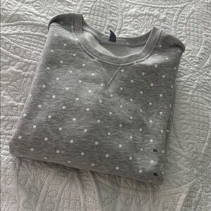 Karen Scott Gray Polka Dot Crewneck Sweatshirt